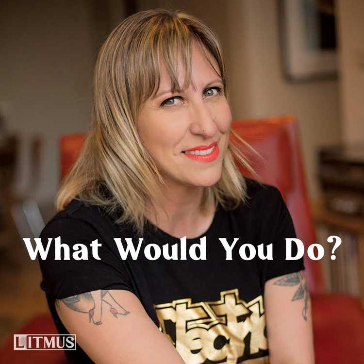 The What Would You Do? cover tile which features a portrait image of Jane Rocca. She is in focus, wearing coral coloured lipstick and the background is faded.